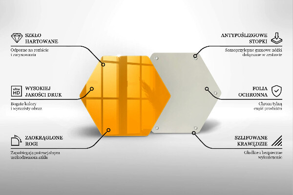 Steklena podloga za rezanje Temno rumene barve