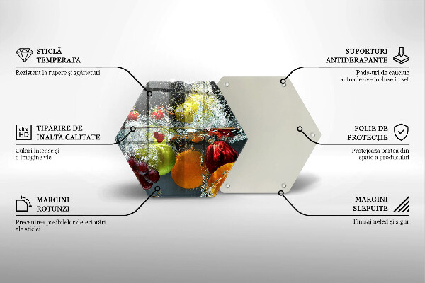 Steklena podloga za rezanje Sočno sadje v vodi