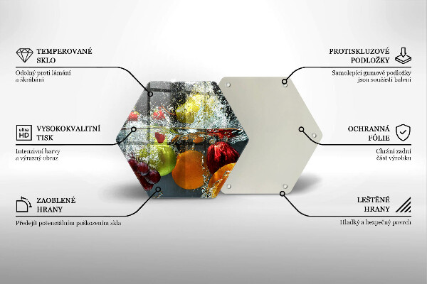 Steklena podloga za rezanje Sočno sadje v vodi