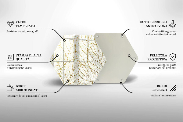 Steklena podloga za rezanje Črtni vzorec listov