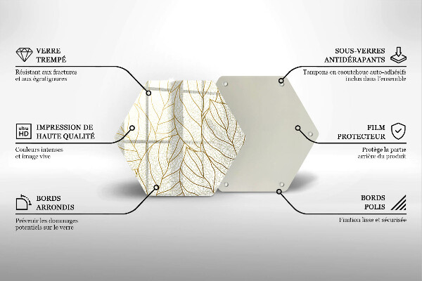 Steklena podloga za rezanje Črtni vzorec listov