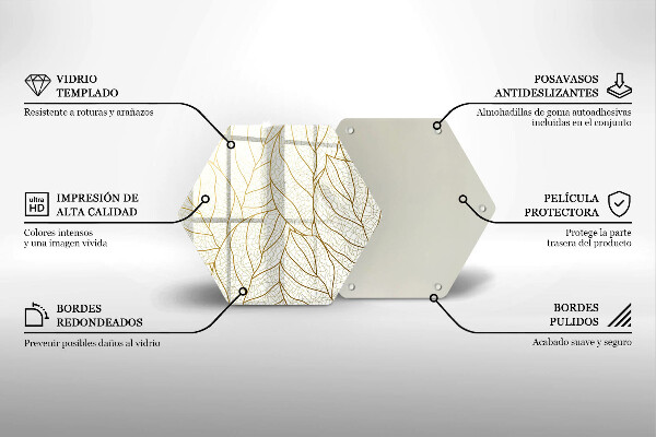Steklena podloga za rezanje Črtni vzorec listov