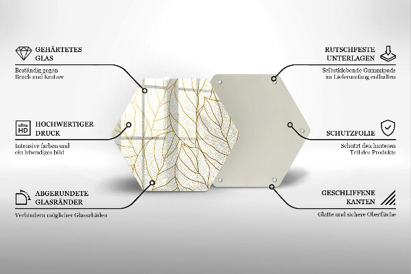 Steklena podloga za rezanje Črtni vzorec listov