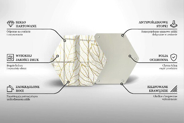 Steklena podloga za rezanje Črtni vzorec listov