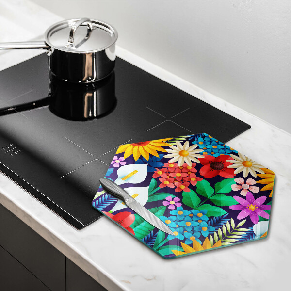 Steklena podloga za rezanje Ilustracija travniškega cvetja