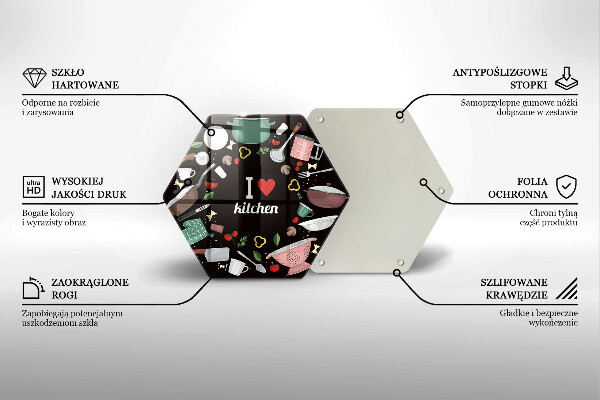 Steklena podloga za rezanje Ilustracija Obožujem kuhinjo
