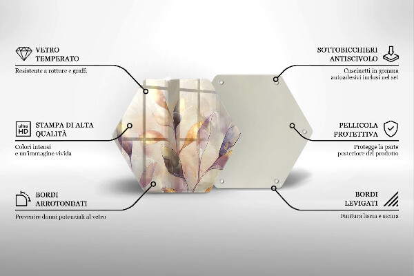 Steklena podloga za rezanje Poslikani boho listi