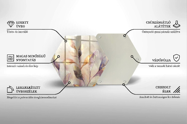 Steklena podloga za rezanje Poslikani boho listi