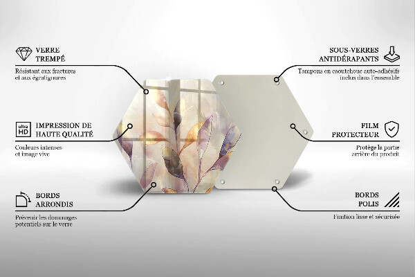 Steklena podloga za rezanje Poslikani boho listi