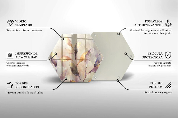 Steklena podloga za rezanje Poslikani boho listi