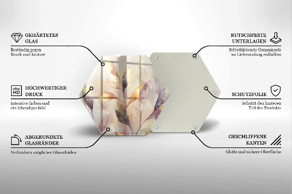 Steklena podloga za rezanje Poslikani boho listi