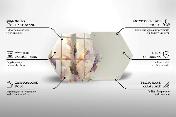 Steklena podloga za rezanje Poslikani boho listi