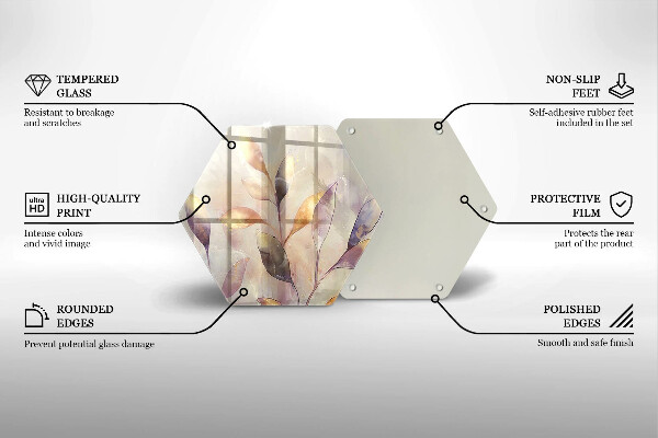 Steklena podloga za rezanje Poslikani boho listi