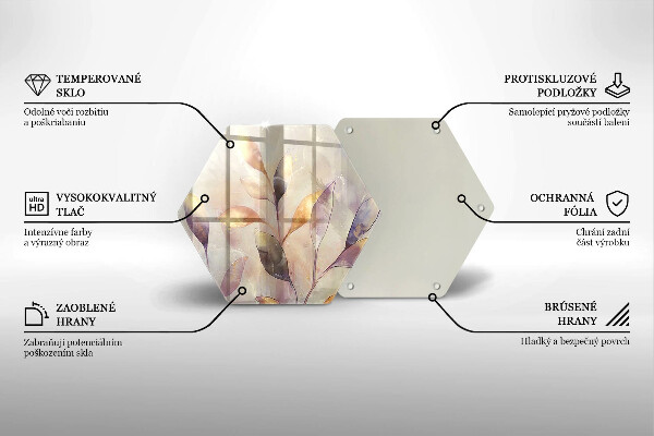 Steklena podloga za rezanje Poslikani boho listi