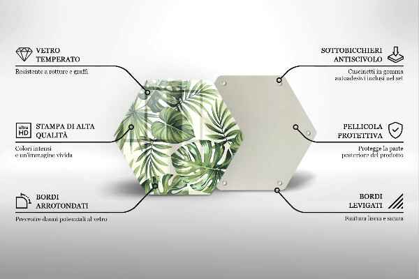 Steklena podloga za rezanje Ilustracija listov monstere