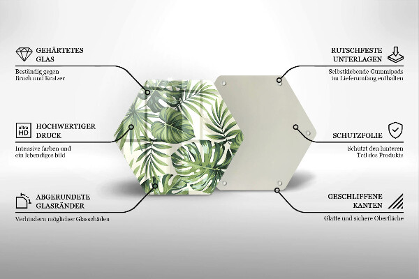 Steklena podloga za rezanje Ilustracija listov monstere