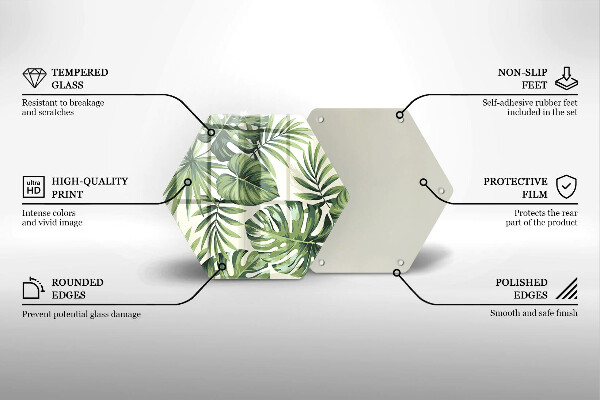 Steklena podloga za rezanje Ilustracija listov monstere