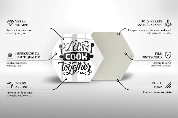 Steklena podloga za rezanje Let's cook together