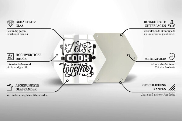 Steklena podloga za rezanje Let's cook together