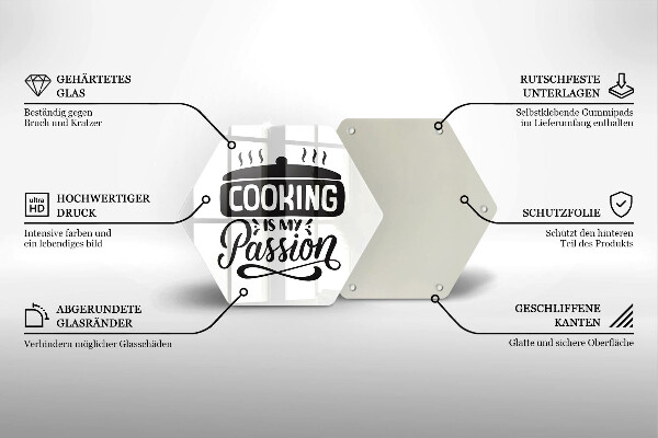 Steklena podloga za rezanje Kuhanje je moja strast