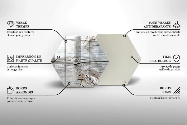 Steklena podloga za rezanje Svetla lesena struktura