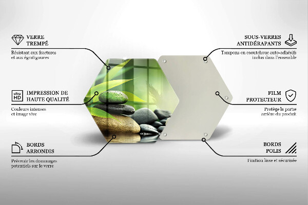 Steklena podloga za rezanje Zen bambusovi kamni