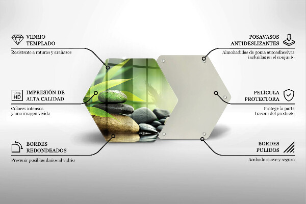 Steklena podloga za rezanje Zen bambusovi kamni