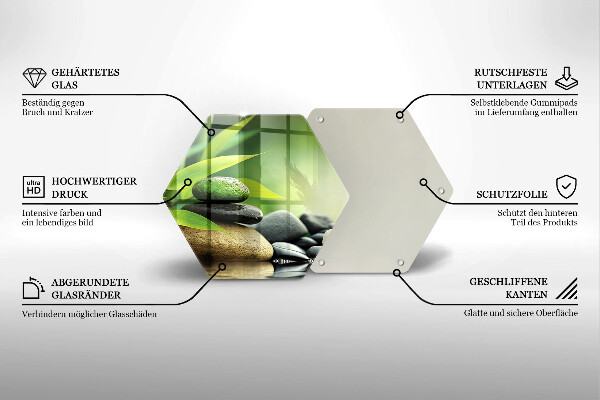 Steklena podloga za rezanje Zen bambusovi kamni