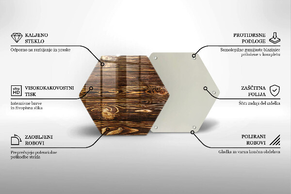 Steklena podloga za rezanje Tekstura lesa