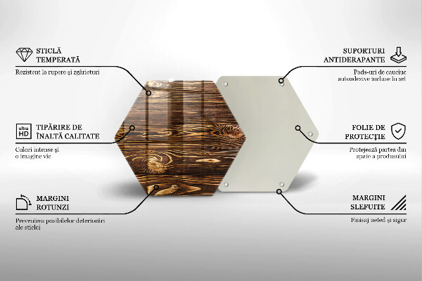Steklena podloga za rezanje Tekstura lesa