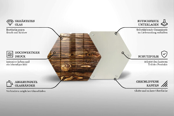 Steklena podloga za rezanje Tekstura lesa