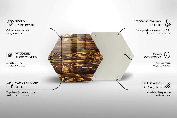 Steklena podloga za rezanje Tekstura lesa