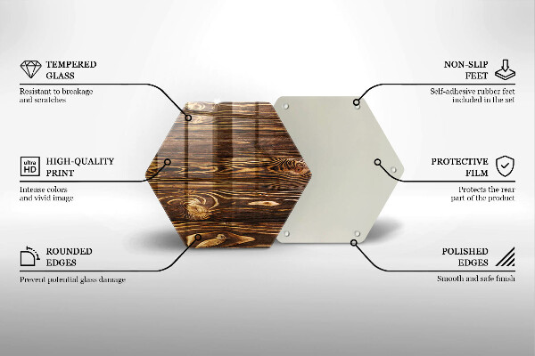 Steklena podloga za rezanje Tekstura lesa