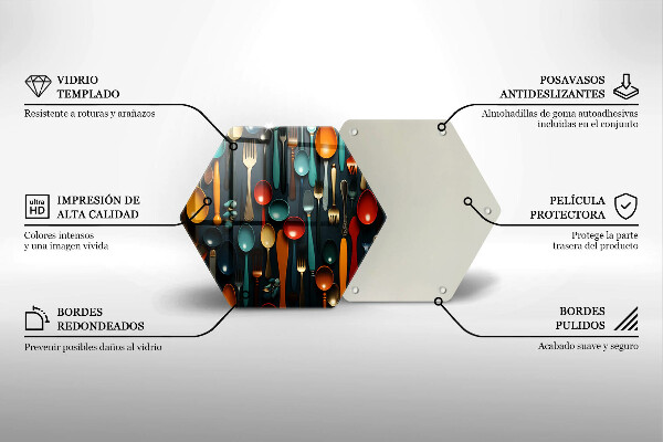 Steklena podloga za rezanje Pisane žlice in vilice