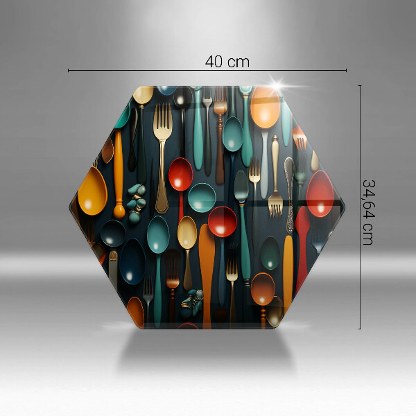 Steklena podloga za rezanje Pisane žlice in vilice