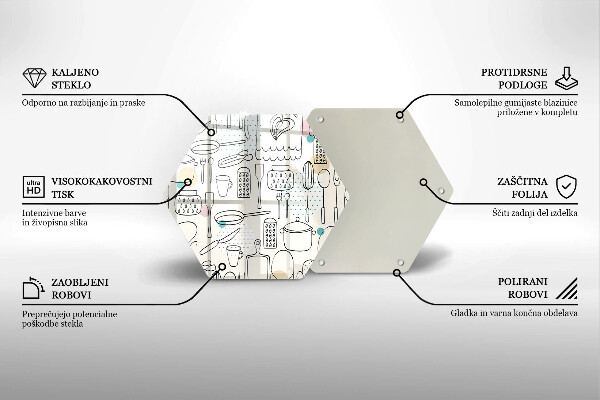 Steklena podloga za rezanje Kuhinjski dodatki