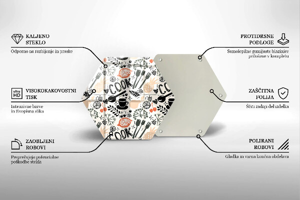 Steklena podloga za rezanje Motiv risane kuhinje
