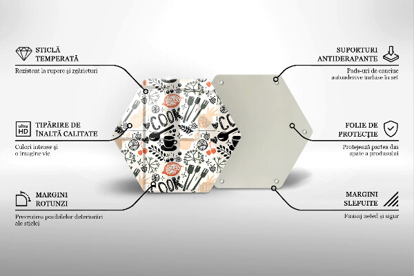 Steklena podloga za rezanje Motiv risane kuhinje