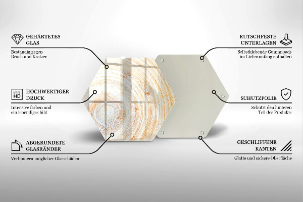Steklena podloga za rezanje Tekstura lesa
