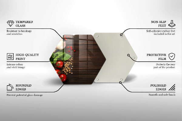 Steklena podloga za rezanje Zelenjava na mizi