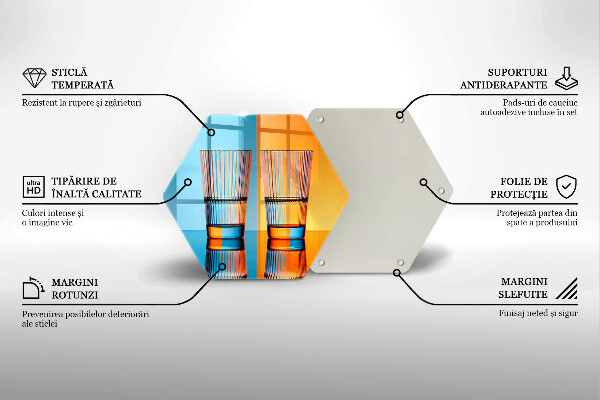 Steklena podloga za rezanje Dva kozarca vode