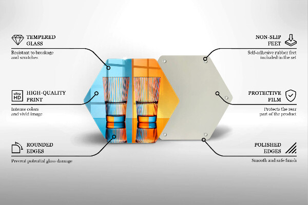 Steklena podloga za rezanje Dva kozarca vode