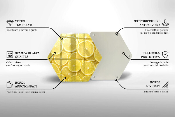 Steklena podloga za rezanje Sadež limone