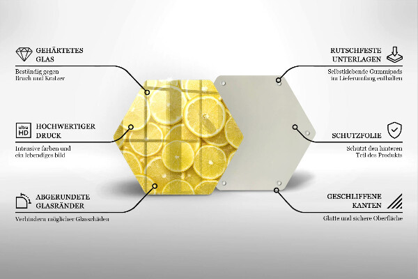 Steklena podloga za rezanje Sadež limone