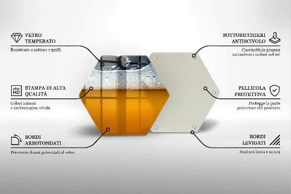 Steklena podloga za rezanje Pijte pivsko peno