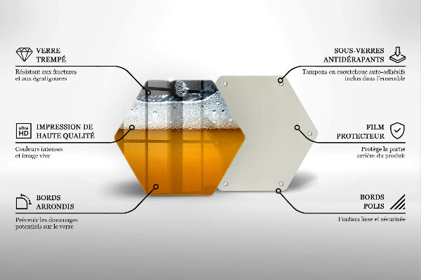 Steklena podloga za rezanje Pijte pivsko peno