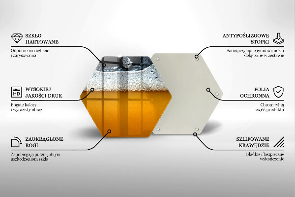 Steklena podloga za rezanje Pijte pivsko peno