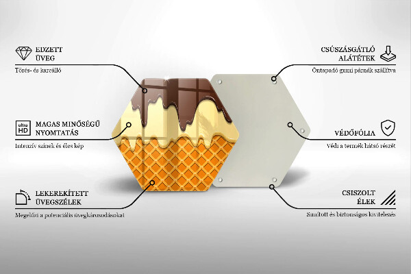 Steklena podloga za rezanje Ilustracija sladoledne kornete