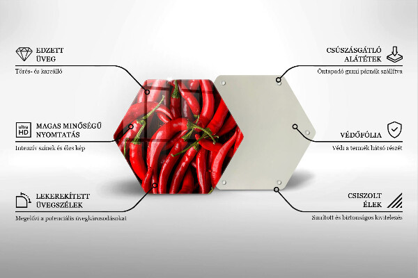 Steklena podloga za rezanje Pekoče čili paprike