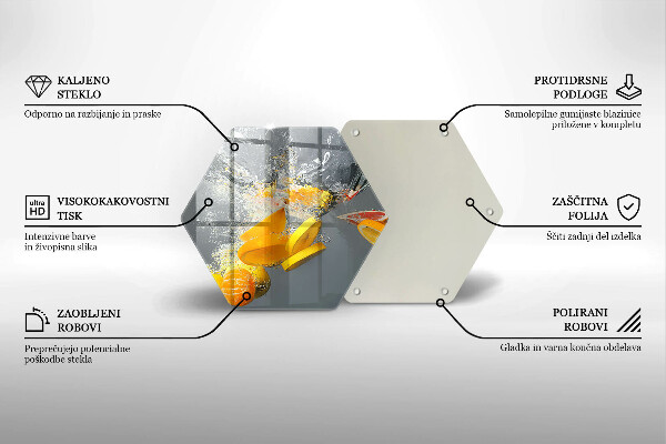 Steklena podloga za rezanje Limone v vodi
